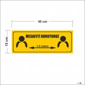 Sosyal Fiziksel Mesafeyi Koruyunuz 40cm Uyarı İkaz Levhası Panosu thumbnail 1