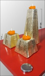 Dresuar Sehpa Masa Vitrin Ünite Üzerine Uzun Altın Varak Mumluk - 7