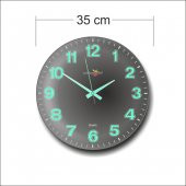 Siyah Zeminli Bombe Camlı Gece Parlayan Fosforlu 35cm Duvar Saati thumbnail 1
