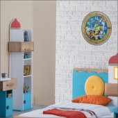 Çocuk Öğrenci Odası 35 cm Balıklı Bombe Cam Fosforlu Duvar Saati thumbnail 4