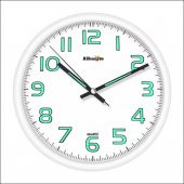 Beyaz Kasa 28 cm Fosforlu Sessiz Saniye Bombe Camlı Duvar Saati - 1