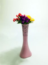 40cm Uzun Desenli Pembe 6 Renk Fındık Tomurcuk Güllü Vazo thumbnail 2