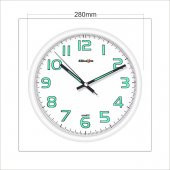 Beyaz Kasa 28 cm Fosforlu Sessiz Saniye Bombe Camlı Duvar Saati - 2