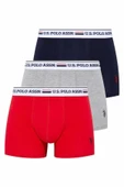 U.S. Polo Assn. Erkek 3'lü Boxer Kırmızı-Gri-Lacivert thumbnail 1