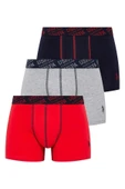 U.S. Polo Assn. Erkek 3'lü Kırmızı-Gri-Lacivert Boxer Set - 1