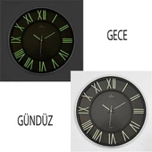 Galaxy Exclusive Siyah Kadranlı Fosforlu Roma Rakamlı 42 CM Ev ve Ofis Duvar Saati thumbnail 2
