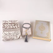 Şal + Seccade + Tesbih + Kuran Hediye Seti (Hafız Boy, Ekonomik Cilt, Gri) thumbnail 3