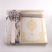 Şal + Seccade + Tesbih + Kuran Hediye Seti (Hafız Boy, Ekonomik Cilt, Gri) thumbnail 2