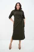 Kadın Büyük Beden Bel Bağlama Detaylı Elbise 5274-25 - 1