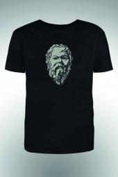 Siyah Beyaz Sakallı Adam Baskılı T-shirt - 2