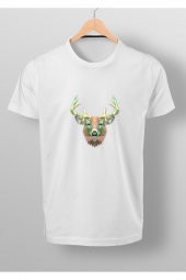 Geometrik Geyik Baskılı T-shirt - 2