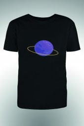 Mor Halkalı Gezegen Baskılı T-shirt - 1