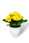 Nettenevime Yapay Çiçek Beyaz Saksıda Kadife Menekşe Gerçekçi Doku SARI thumbnail 1