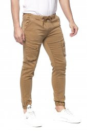 Erkek Slim Fit Yandan Cepli Beli Paçası Lastikli Spor Jogger Pantolon - 1