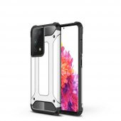 KNY Samsung Galaxy S21 Ultra Kılıf Çift Katmanlı Armour Case Gri - 1