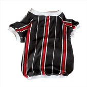 Black Red White Striped Oval Yaka Tişört Köpek Kıyafeti Köpek Elbisesi thumbnail 5