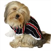 Black Red White Striped Oval Yaka Tişört Köpek Kıyafeti Köpek Elbisesi thumbnail 2