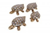 Kaplumbağa 4lü Set Sedefli Pirinç Biblo Dekoratif Hediyelik thumbnail 1