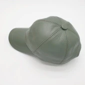 Açık Yeşil Renk Deri Unisex Şapka - 3