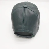 Koyu Yeşil Renk Deri Unisex Şapka thumbnail 11
