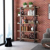 Metal Kitaplık Masif Kitaplık Doğal Ahşap Kitaplık Ofis ve Ev Kitaplık Çocuk Odası Kitaplık - 1