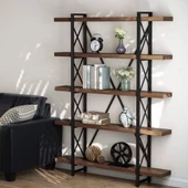 Metal Kitaplık Doğal Ahşap Kitaplık Oturma Odası Çocuk Odası Kitaplık - 1