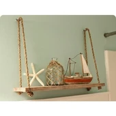 Halatlı Raf Ahşap Raf Ahşap Kitaplık Jüt Halatlı Ahşap Kitaplık - 1