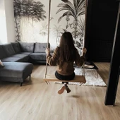 Ahşap Halatlı Salıncak Masif Halatlı Salıncak Halatlı Salıncak Bahçe Salıncağı Balkon Salıncak - 1