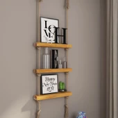 Halatlı Raf Ahşap Raf Masif Raf Kitaplık Masif Kitaplık Jüt Halatlı Ahşap Kitaplık thumbnail 1