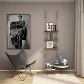 Halatlı Raf Ahşap Raf Masif Raf Kitaplık Masif Kitaplık Jüt Halatlı Ahşap Kitaplık thumbnail 2