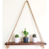 Halatlı Raf Masif Raf Ahşap Raf Halatlı Kitaplık Halatlı Ahşap Raf - 1