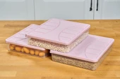 Superpup SAKLAMA KABI SİLİKON KAPAK 3 ADET 3 LİTRE PUDRA PEMBE DONDURUCU KABI - 2