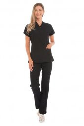 Kadın Doktor Hemşire Forması Scrubs Alpaka Kumaş Hastane Nöbet Takımı (Zarf Yaka Yarasa Kol) - 7