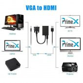PrimeX PX-1250 Vga To Hdmi FullHD Görüntü Çevirici Aparat - 7