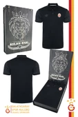 Galatasaray Orijinal Lisanslı Polo Yaka Siyah Spor T-Shirt Hediyelik Ahşap Kutulu - 1