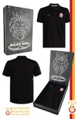 Galatasaray Orijinal Lisanslı Polo Yaka Siyah T-Shirt Hediyelik Ahşap Kutulu thumbnail 1