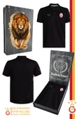 Galatasaray Orijinal Lisanslı Polo Yaka Siyah T-Shirt Ahşap Kutulu thumbnail 1