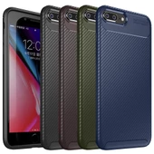 iPhone 7 Plus / 8 Plus Kılıf Focus Carbon Desen Silikon Arka Kapak - 1