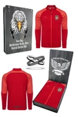 Beşiktaş Orijinal Fermuarlı Dik Yaka Cepli Kırmızı Antrenman Sweat + Bileklik Set Özel Ahşap Kutulu thumbnail 1