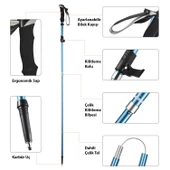 HyMark Trekking Hafif Katlanabilir 105-125cm Dağcı Doğa Kamp Yürüyüş Tırmanma Batonu - 5