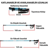 HyMark Trekking Hafif Katlanabilir 105-125cm Dağcı Doğa Kamp Yürüyüş Tırmanma Batonu thumbnail 7