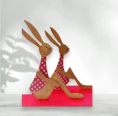 Ahşap Tavşan Ailesi, Tavşan Sofra Sunumu, Çocuk Odası Dekor, Dekoratif Obje 12 - 1