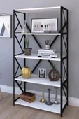 Mobigoom Tphome Ev Mobilya Yaşam Trend Dekoratif 5 Raflı Kitaplık Metal Kitaplık Beyaz - 1