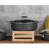 Falez Black Line Granit Döküm 22 cm Kısa Karnıyarık Tencere - 1