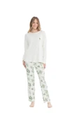 U.S. Polo Assn. Kadın Yaprak Desenli Yuvarlak Yaka Pijama Takımı - 2