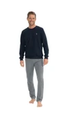 U.S. Polo Assn. Erkek Uzun Kollu Yuvarlak Yaka Düz Pijama Takımı - 1