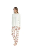 U.S. Polo Assn. Kadın Yaprak Desenli Yuvarlak Yaka Pijama Takımı - 4