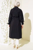 Bileği Tünelli Kuşaklı Trençkot Siyah thumbnail 3