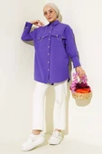 Cep ve Manşet Zincirli Gömlek Mor thumbnail 2