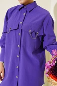 Cep ve Manşet Zincirli Gömlek Mor thumbnail 4
